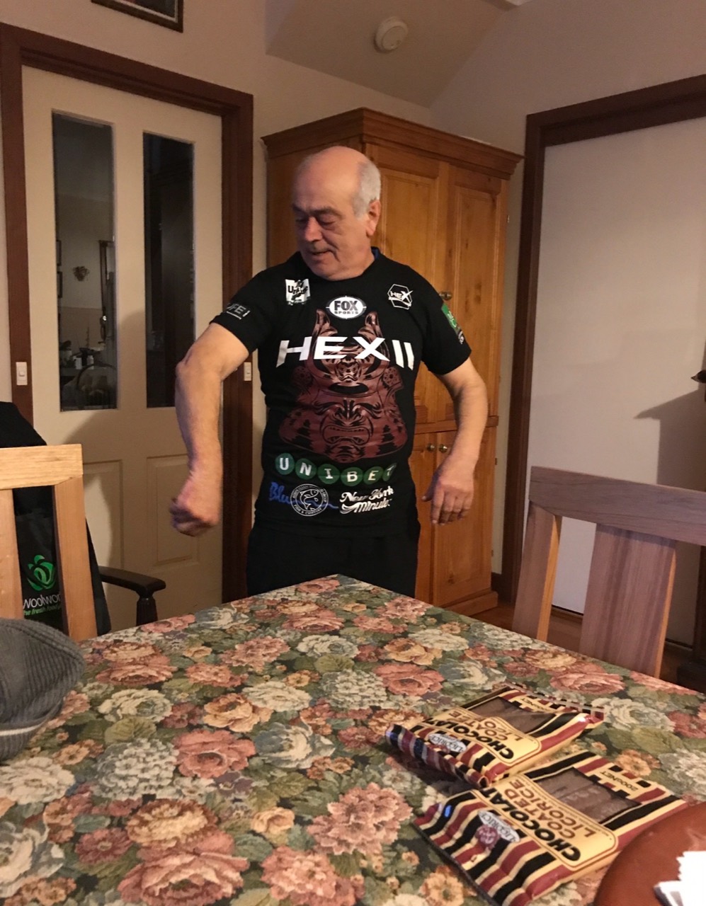 Matthew’s dad standing at home in a T-shirt.